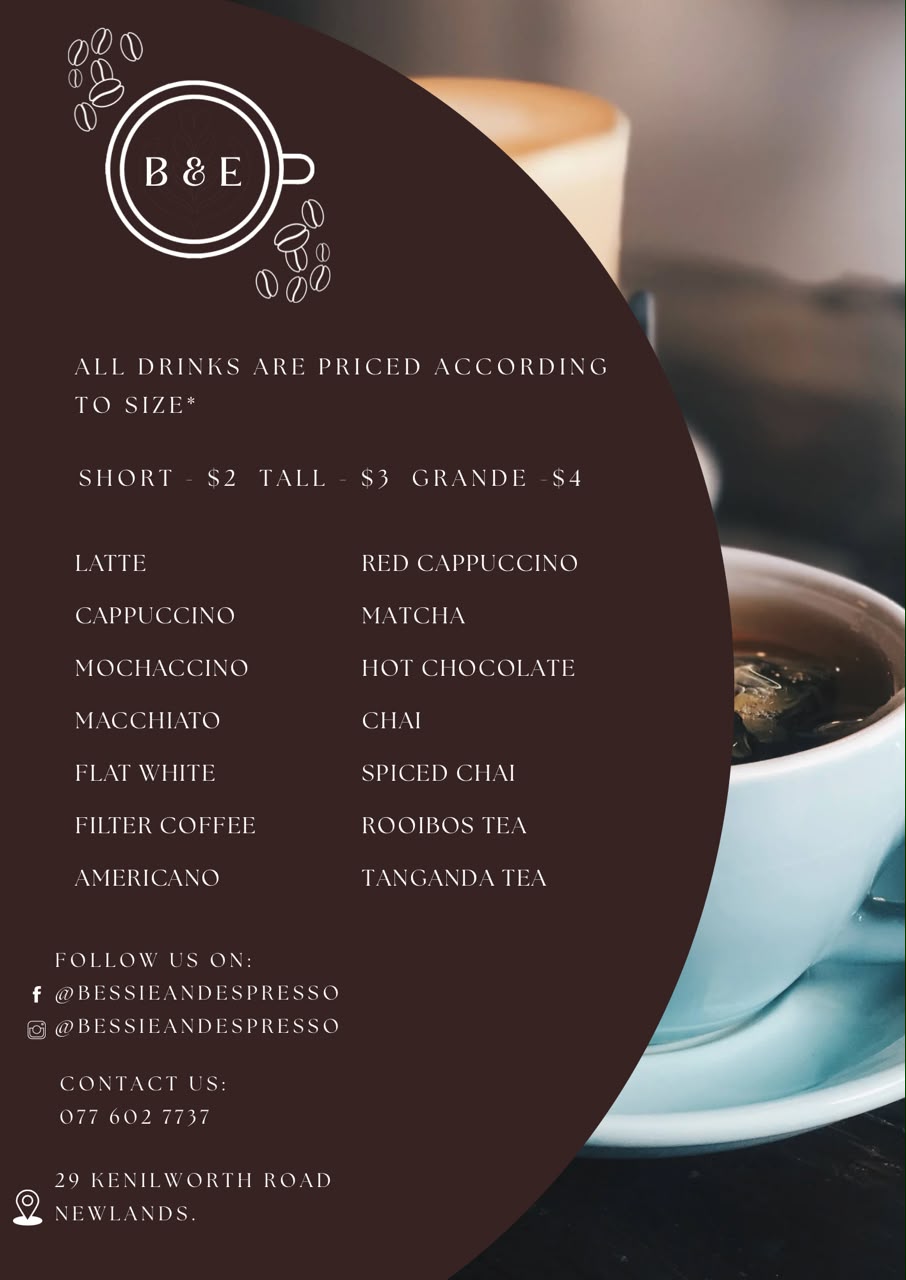 Bessie & Espresso Menu